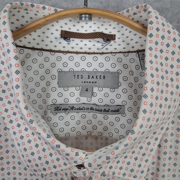 Ted Baker London Men's 4 Short Sleeve Hidden Button Down Shirt - Picture 3 of 8